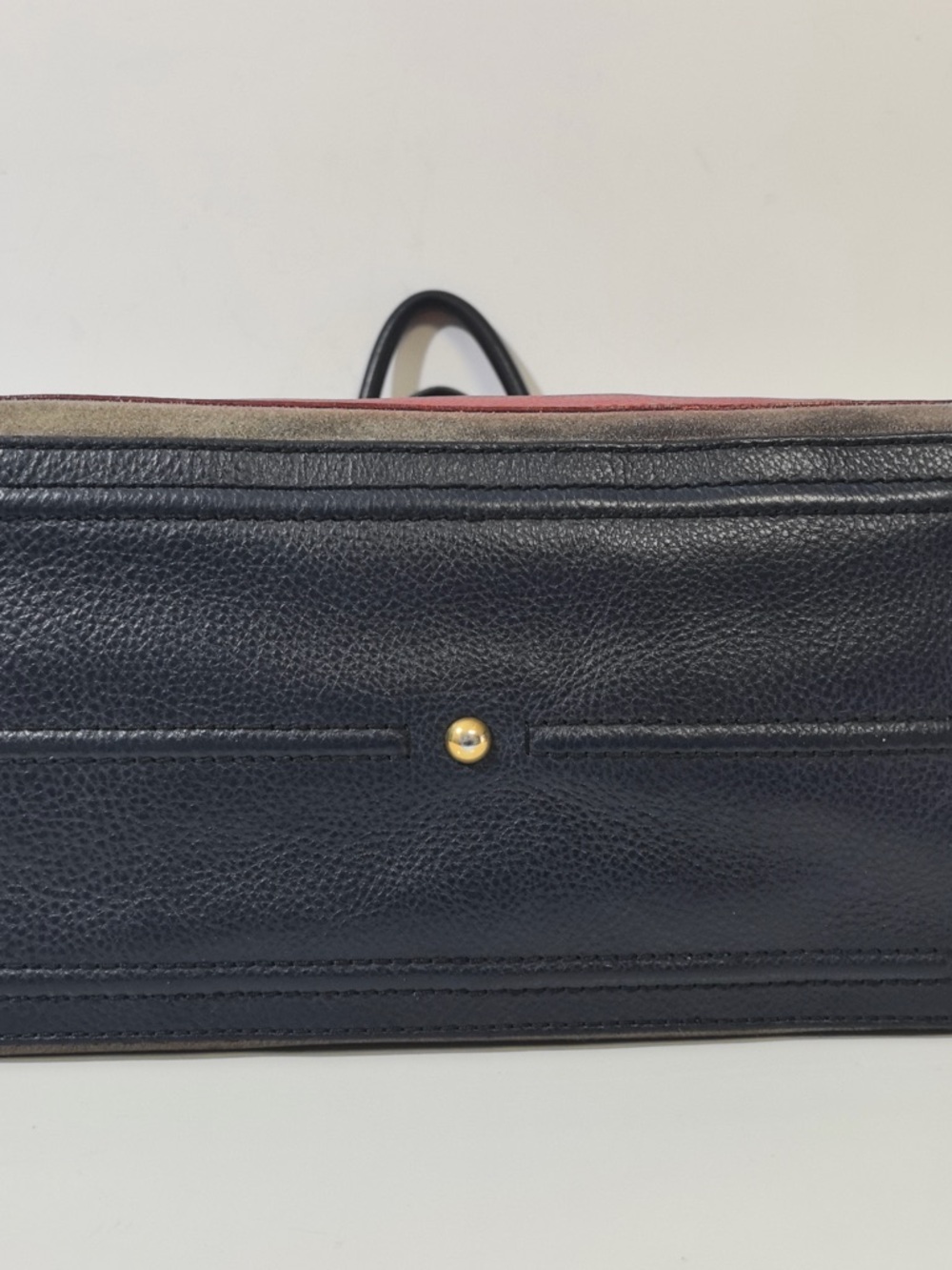 YSL Red Grey Color-Block Leather Suede Tote with Pouch - Picture 5 of 12